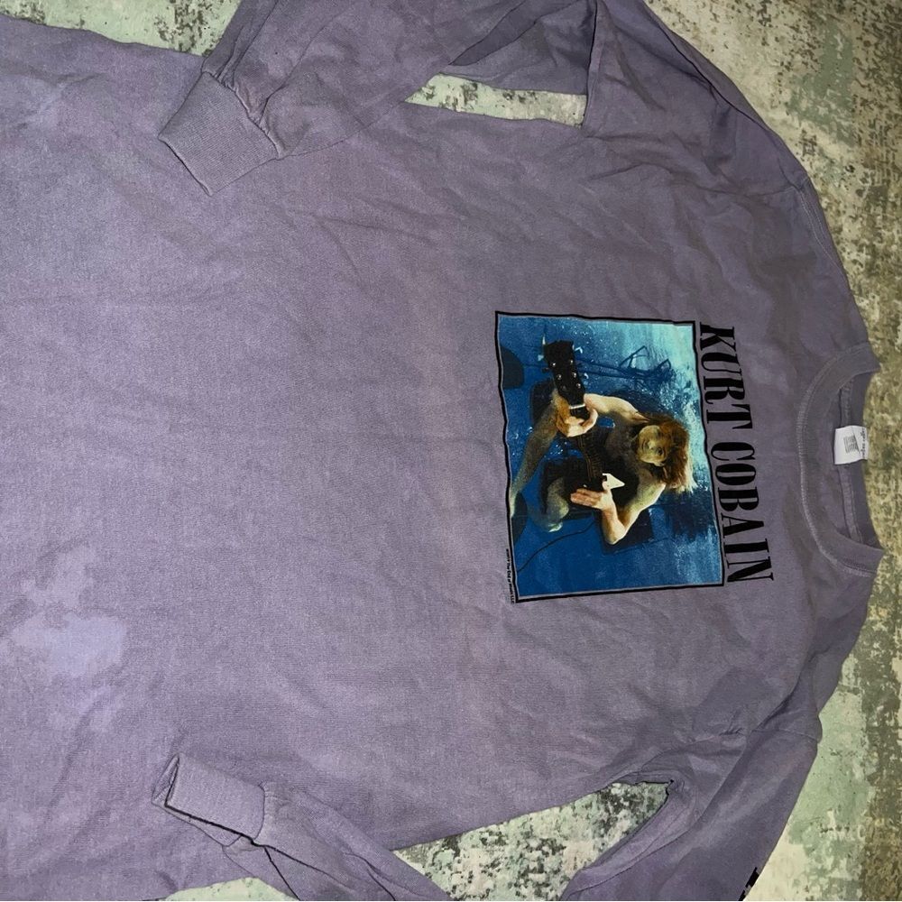 Purple Kurt Cobain Graphic Long Sleeve Shirt